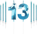 Blue 13th Birthday Candles – Number 13 and Long Stick Set
