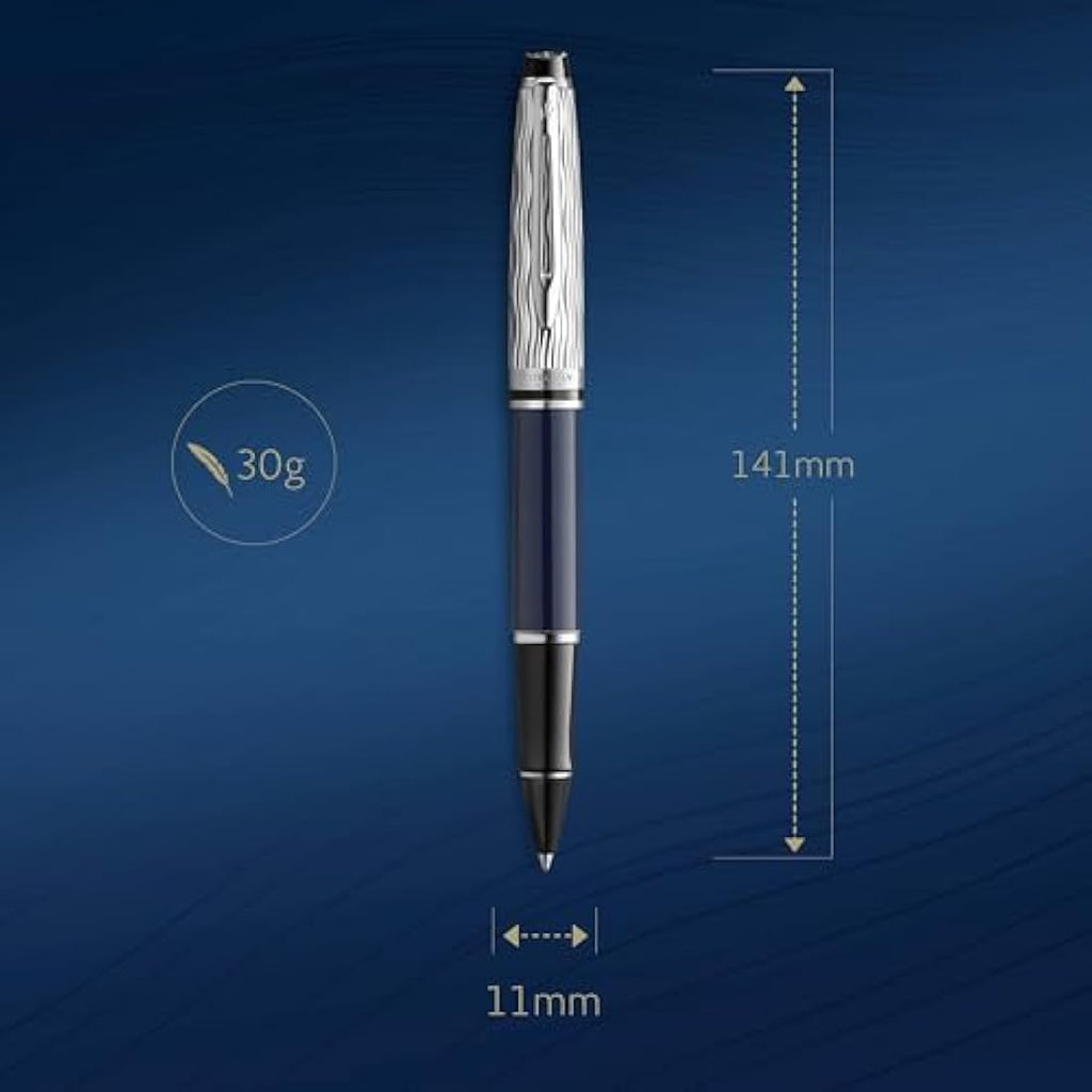 Waterman Expert Rollerball Pen - Blue Lacquer & Metal Chiselled Cap