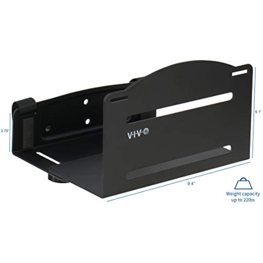 VIVO Adjustable PC Wall Mount | Steel CPU Holder with Straps - Black