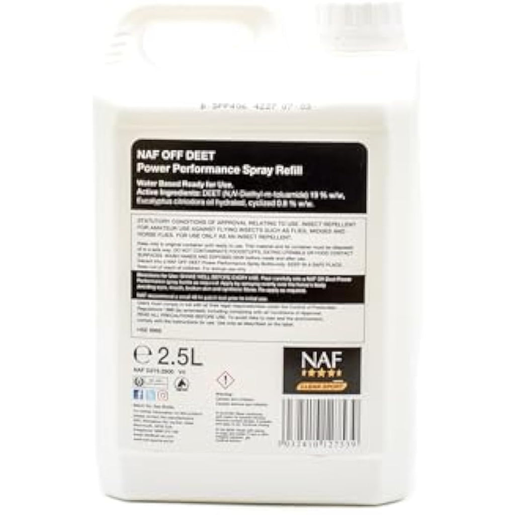 NAF Off Deet Power Performance Fly Spray Refill - 2.5L Horse Repellent