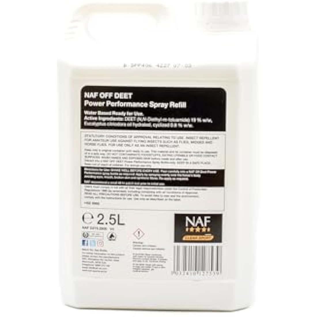 NAF Off Deet Power Performance Fly Spray Refill - 2.5L Horse Repellent