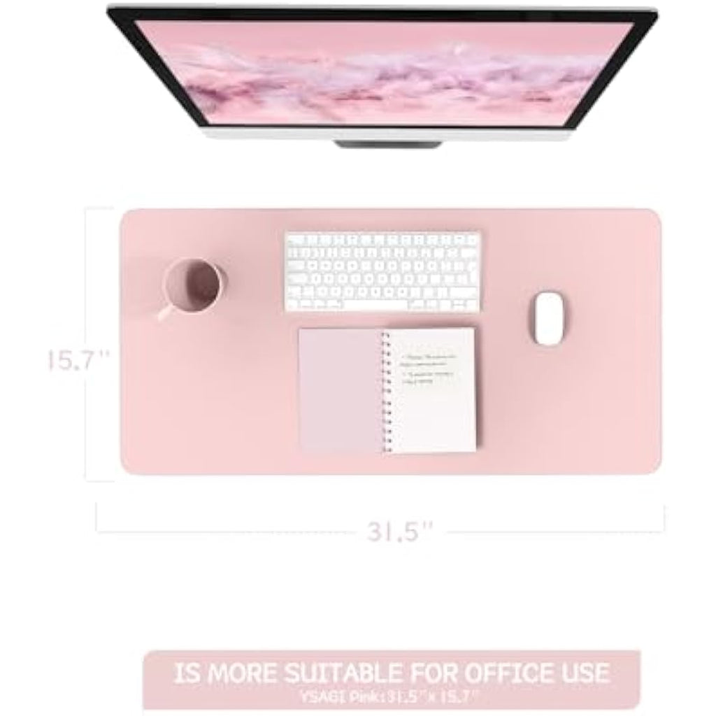 Leather Desk Pad – Waterproof Non-Slip Mouse Mat, Pink