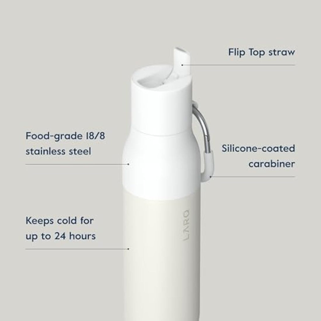 LARQ Flip Top 17oz Insulated Stainless Steel Water Bottle – Granite White