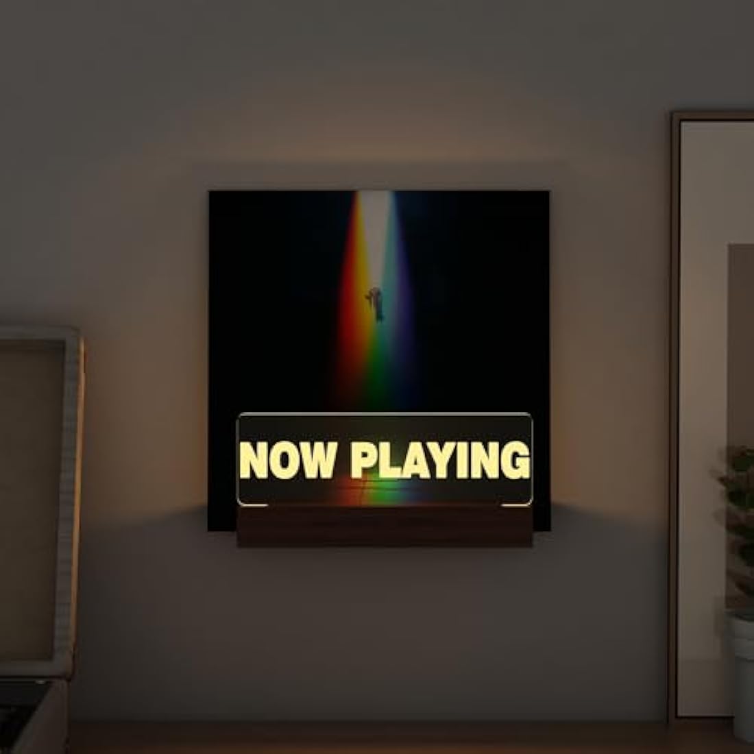 LED Light Up Vinyl Record Stand – Wooden Now Playing Display