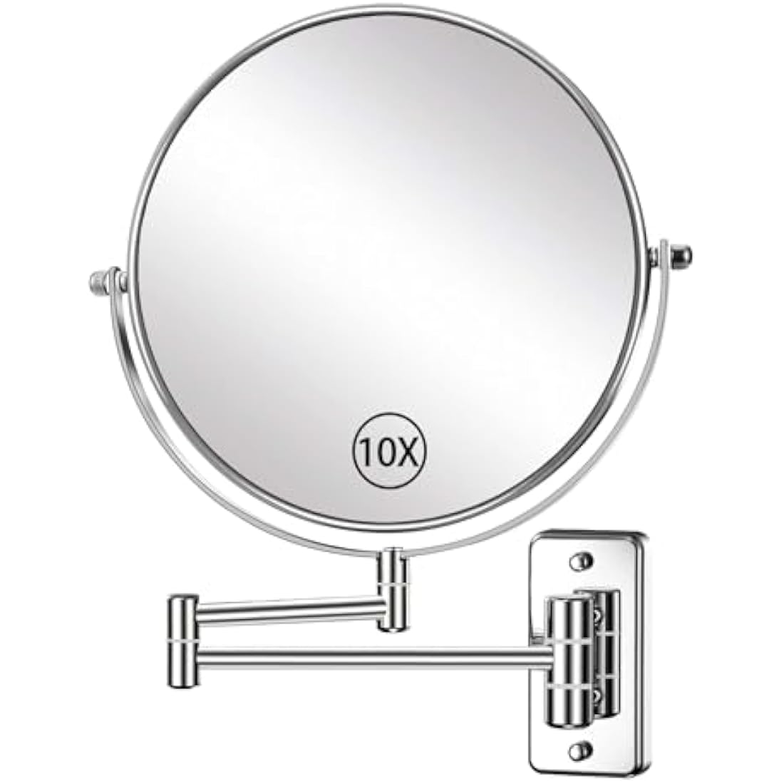 AusDaur 10X Magnifying Wall Mounted Makeup Mirror | 8" Swivel Chrome