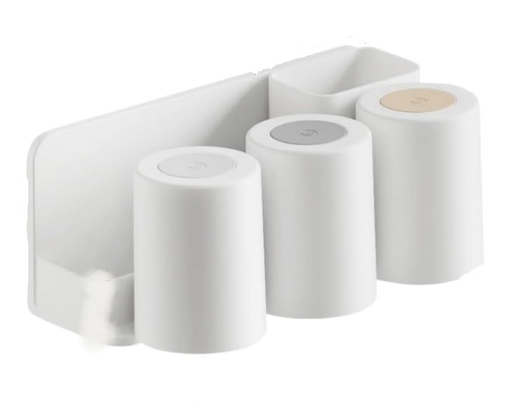 Wall Mounted Toothbrush Holder - 3 Cups & 6 Head Slots