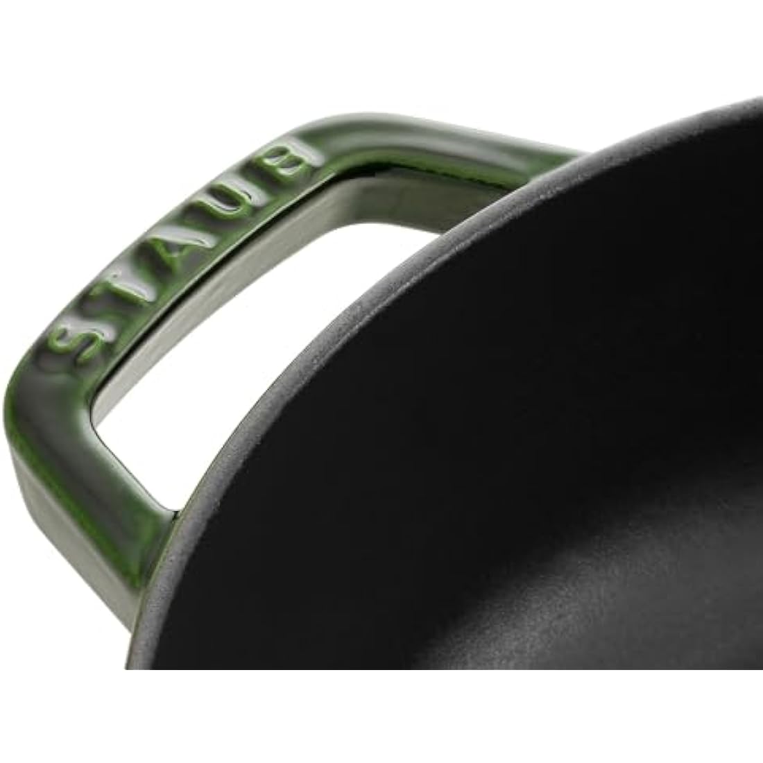 Staub Cast Iron Chistera Sauté Pan - 28 cm Round Casserole, Basil Green