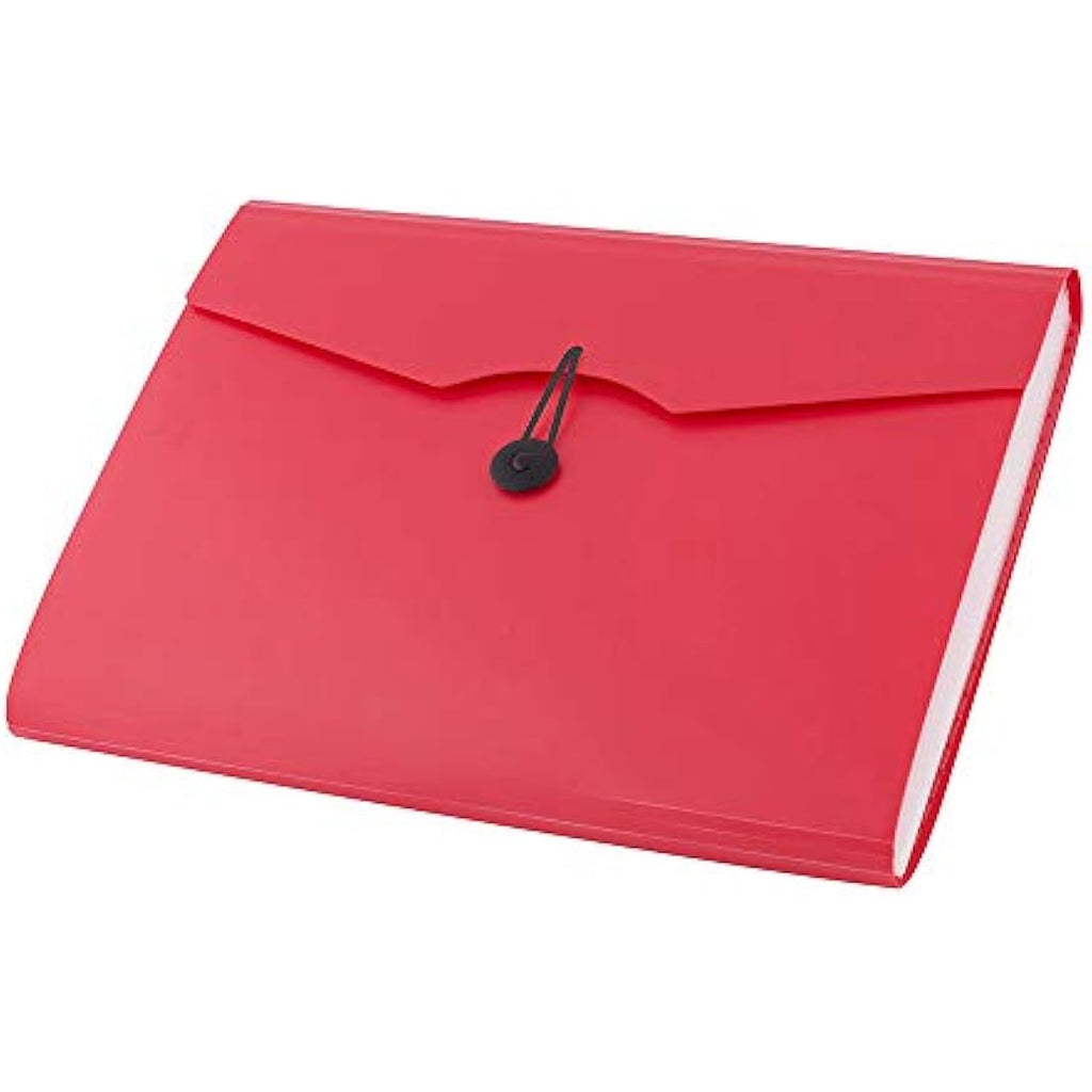 D.RECT A4 Expanding File Folder | 12 Pockets Document Organiser - Red
