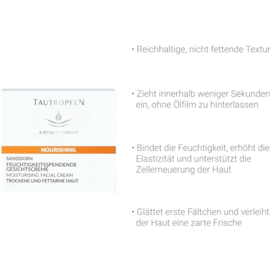 Tautropfen Sea Buckthorn Moisturizing Facial Cream for Dry Skin – 50ml