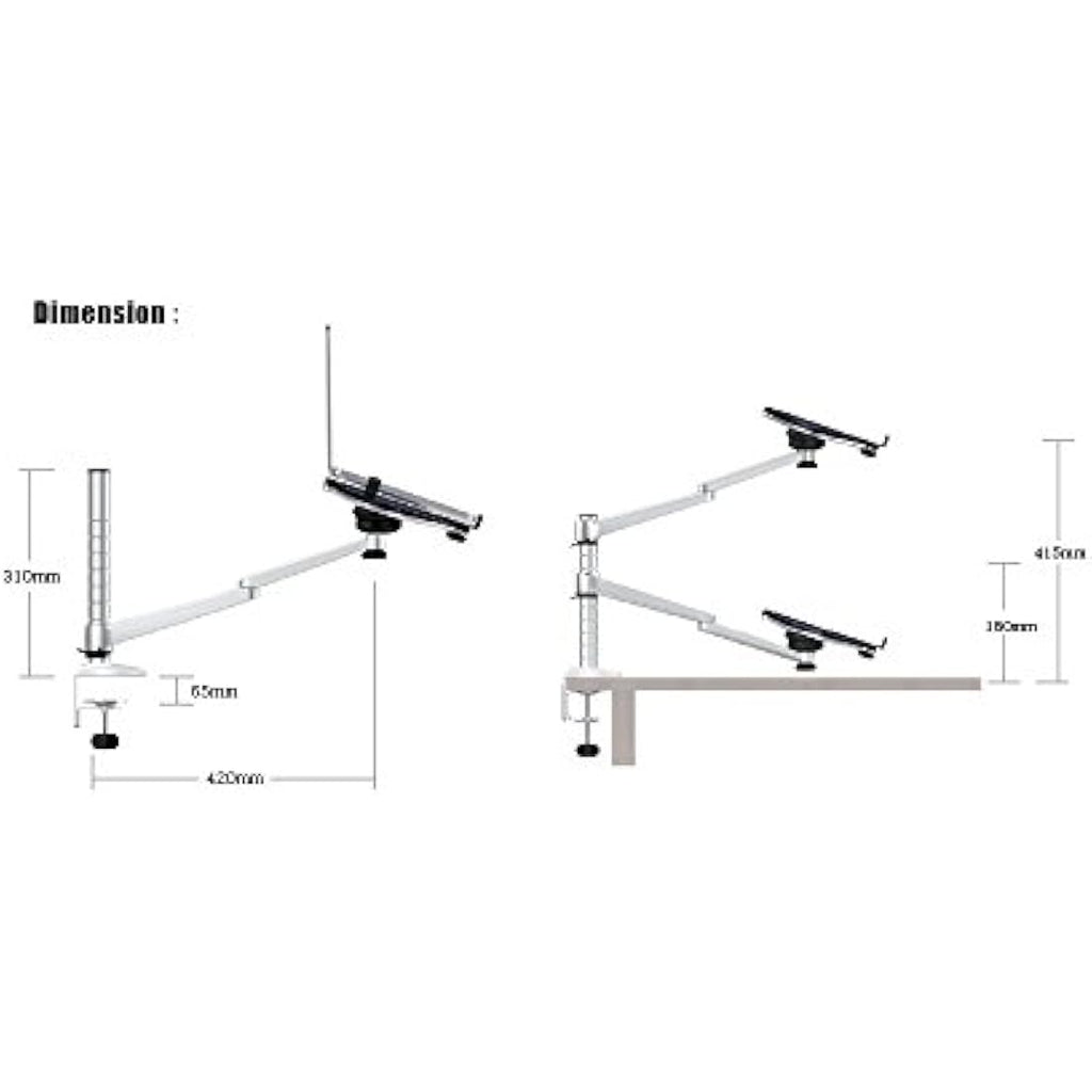 ThingyClub Adjustable Aluminium Laptop and Tablet Dual Arm Desk Mount