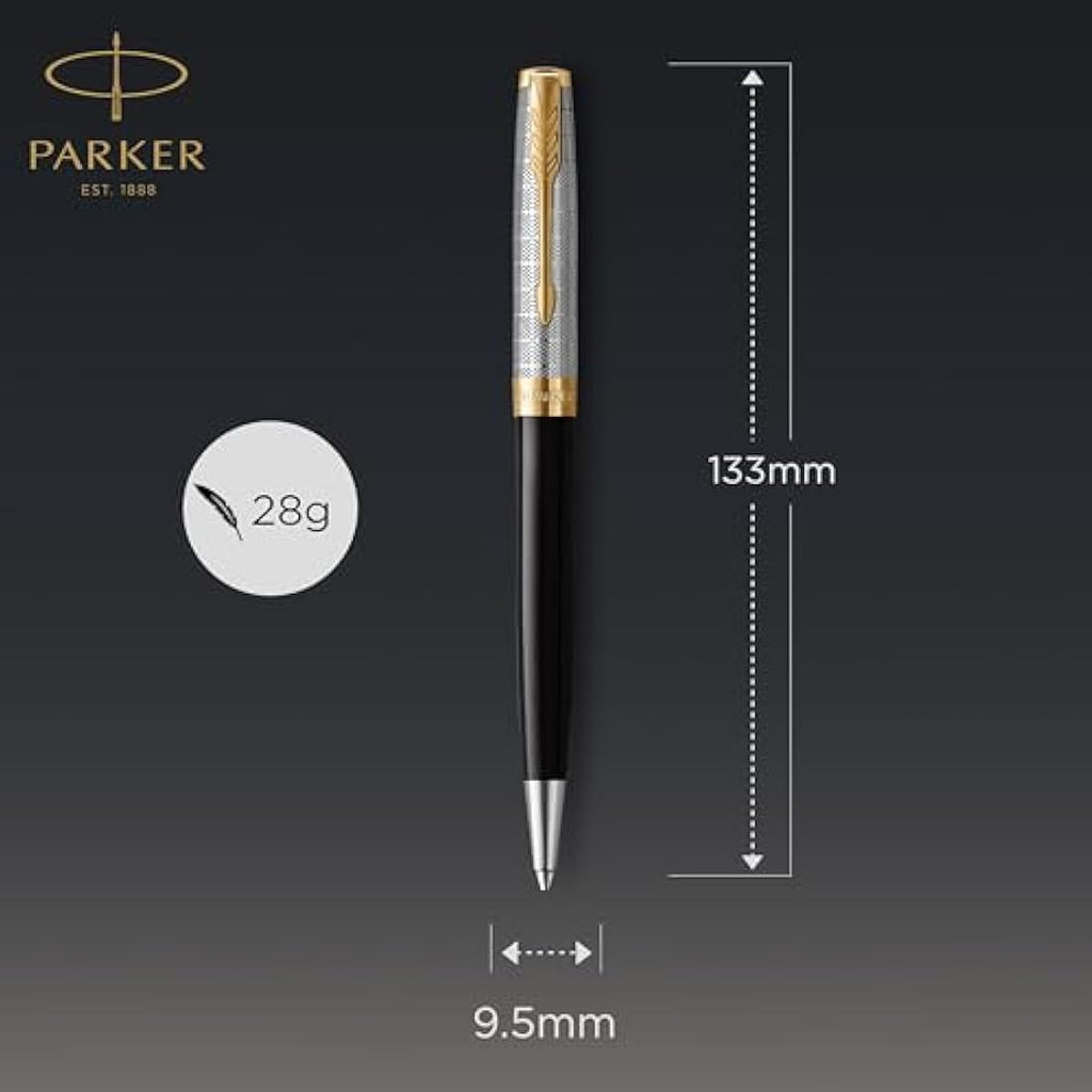 Parker Sonnet Ballpoint Pen – Black Gloss with Gold Trim, Medium Point