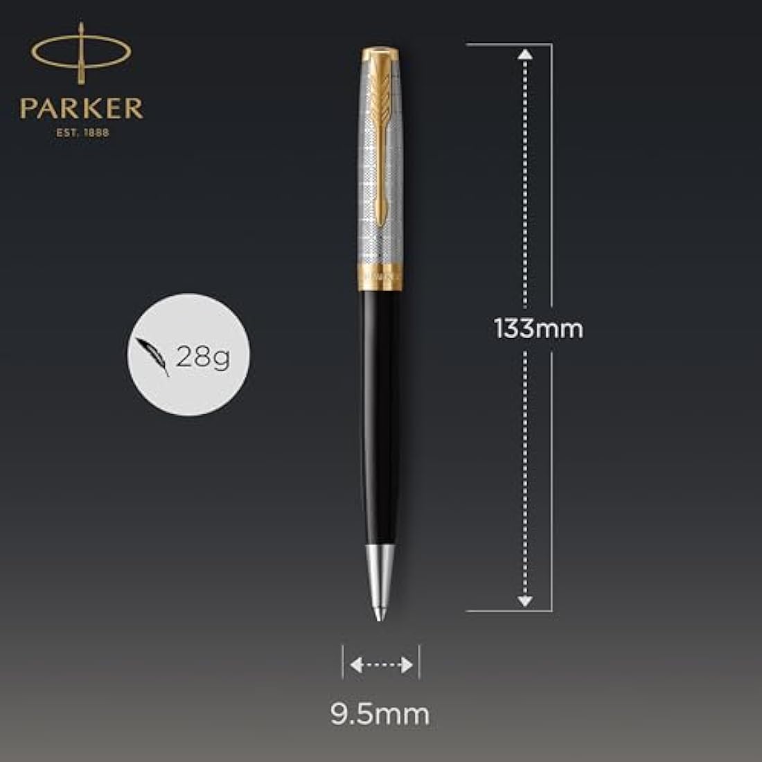 Parker Sonnet Ballpoint Pen – Black Gloss with Gold Trim, Medium Point