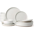 Richmount Milkyway 12-Piece Speckled Stoneware Dinnerware Set, White