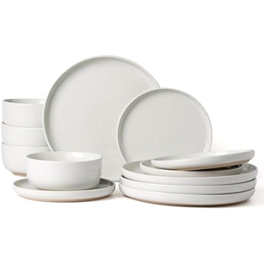 Richmount Milkyway 12-Piece Speckled Stoneware Dinnerware Set, White