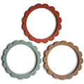 Mushie Silicone Flower Teether Bracelets - Set of 3 - Cambridge Blue