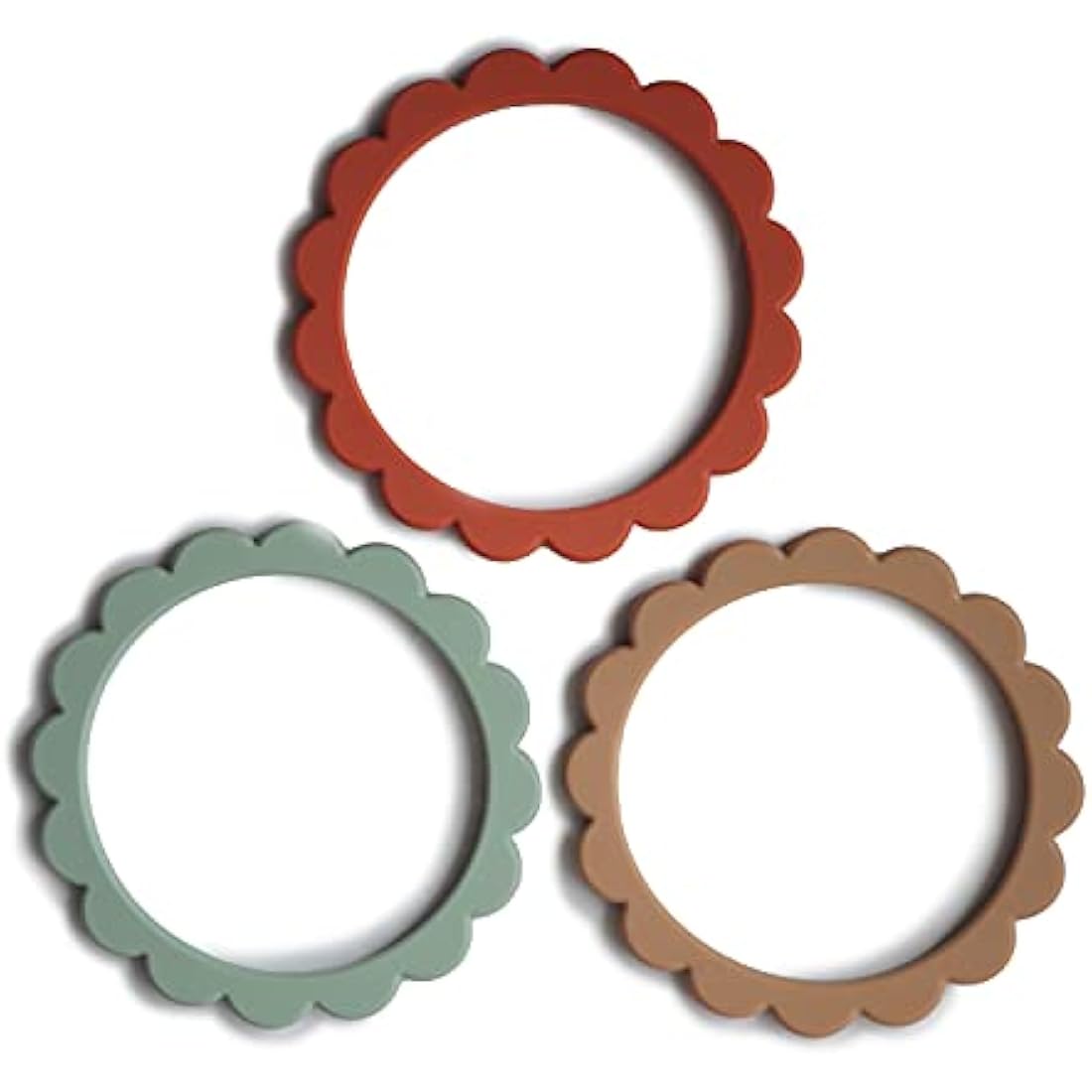 Mushie Silicone Flower Teether Bracelets - Set of 3 - Cambridge Blue