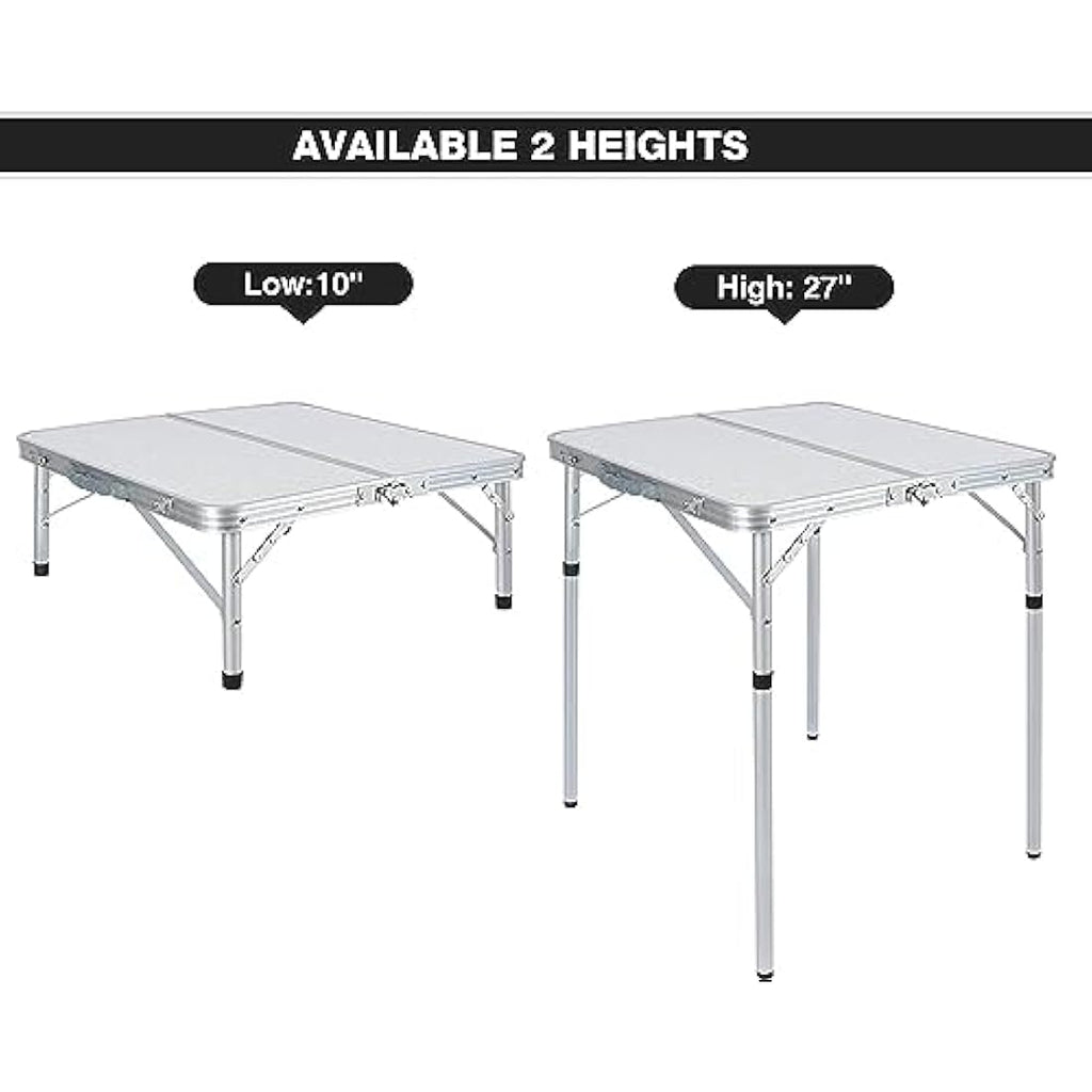 REDCAMP 2ft Square Folding Camping Table | Adjustable Height Aluminum