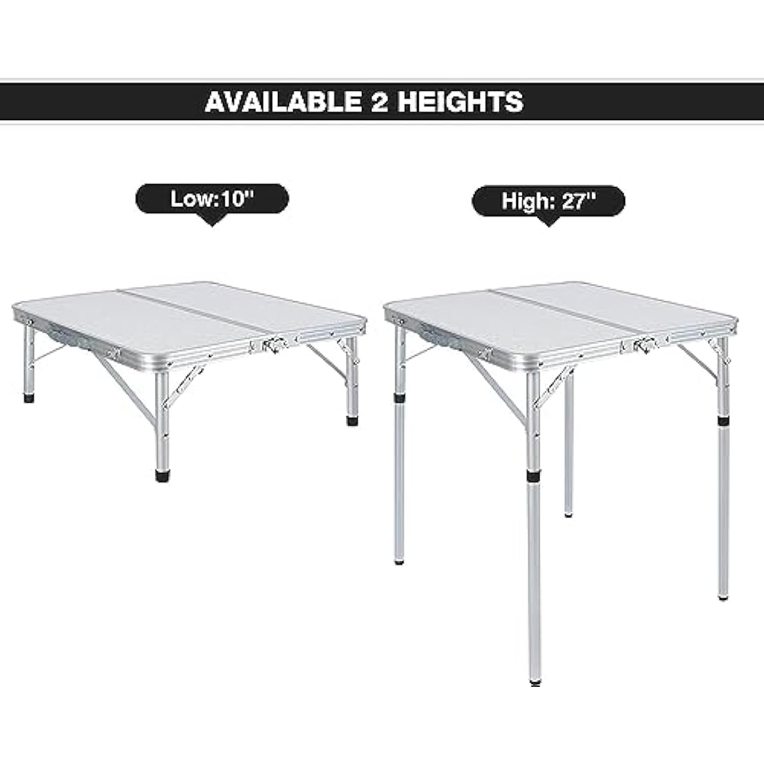 REDCAMP 2ft Square Folding Camping Table | Adjustable Height Aluminum