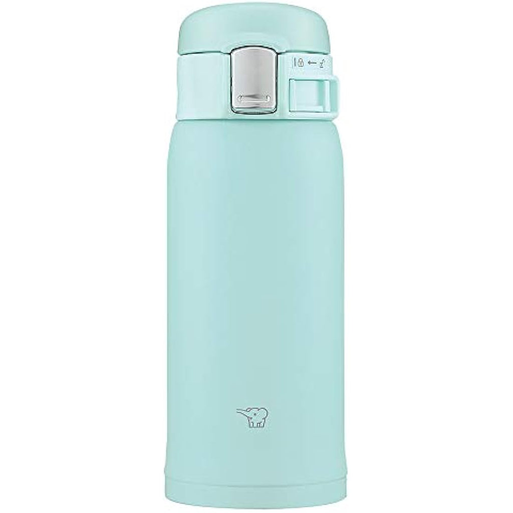 Zojirushi Stainless Steel Mug – 12.2oz One-Touch Water Bottle, Mint Blue