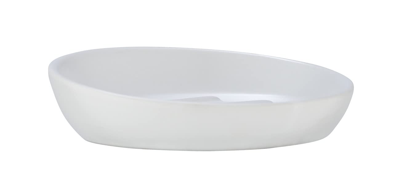 Wenko Badi Ceramic Soap Dish – Matte White Bathroom Soap Holder