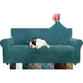 XINEAGE Velvet Sofa Cover | 3 Seater Stretch Couch Slipcover, Peacock Blue