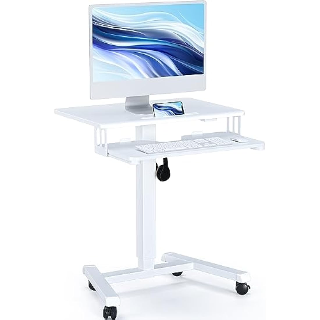 BONTEC Mobile Standing Desk – Height Adjustable Two-Tier Laptop Workstation
