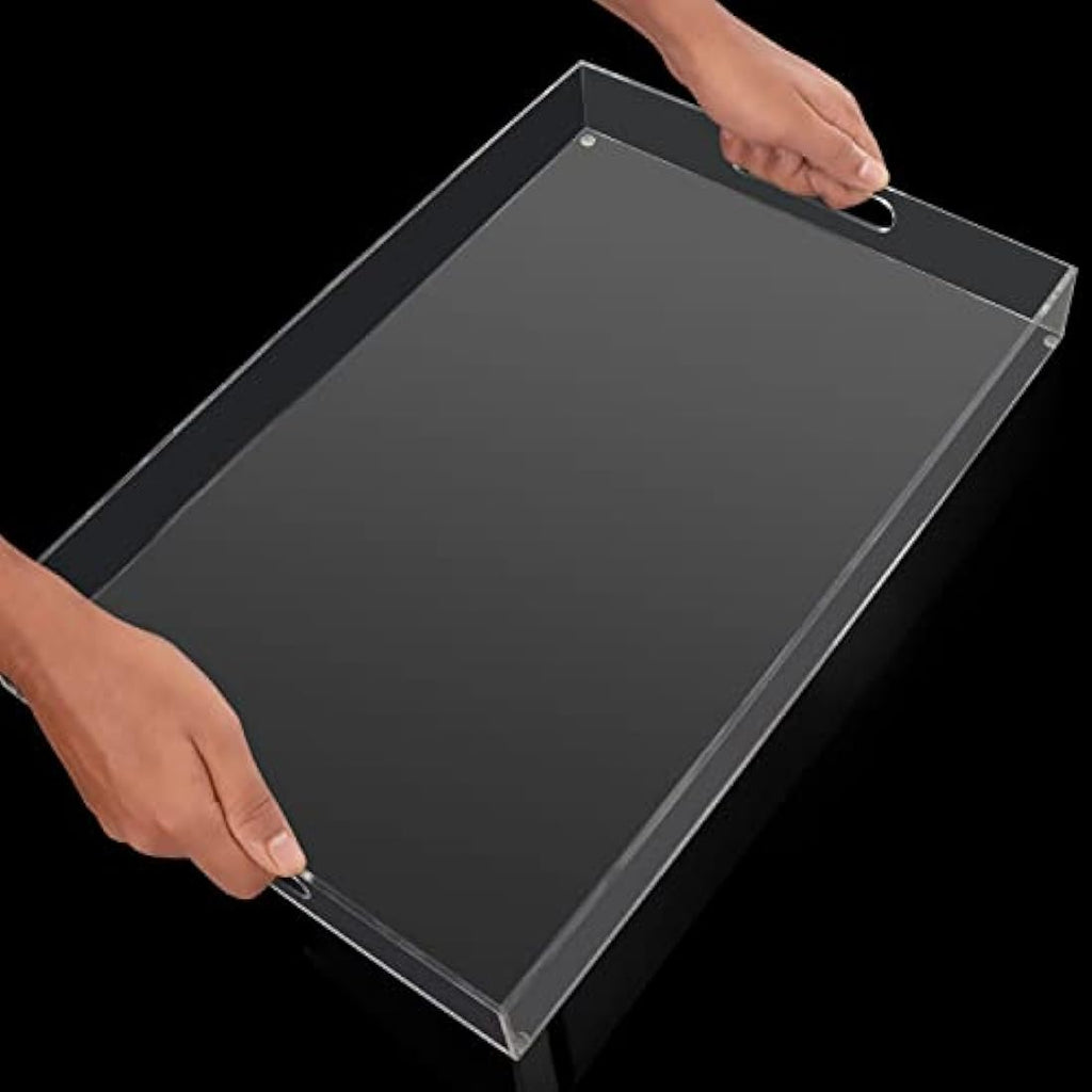 Kurtzy Clear Acrylic Serving Tray with Handles – Large 40x30cm Platter