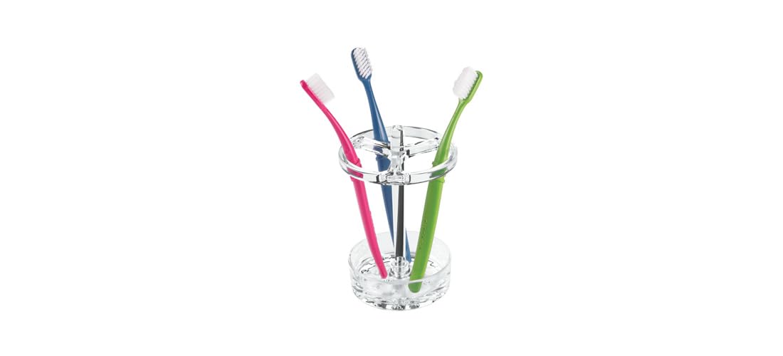 iDesign Clear Plastic Toothbrush Holder | Bathroom Storage Organiser