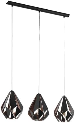 EGLO Carlton 1 Vintage Pendant Light – 3-Flame Steel Hanging Lamp