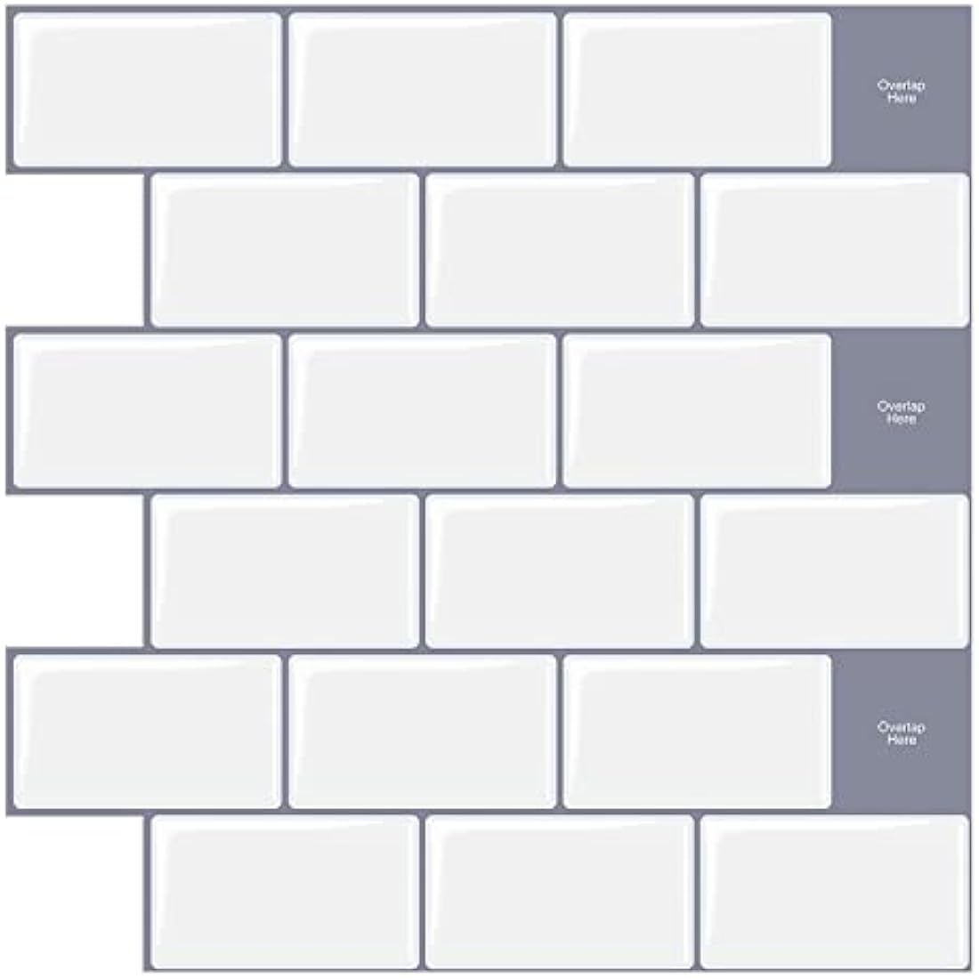 WoStick White Subway Peel and Stick Wall Tiles - 10 Sheet Kitchen Backsplash