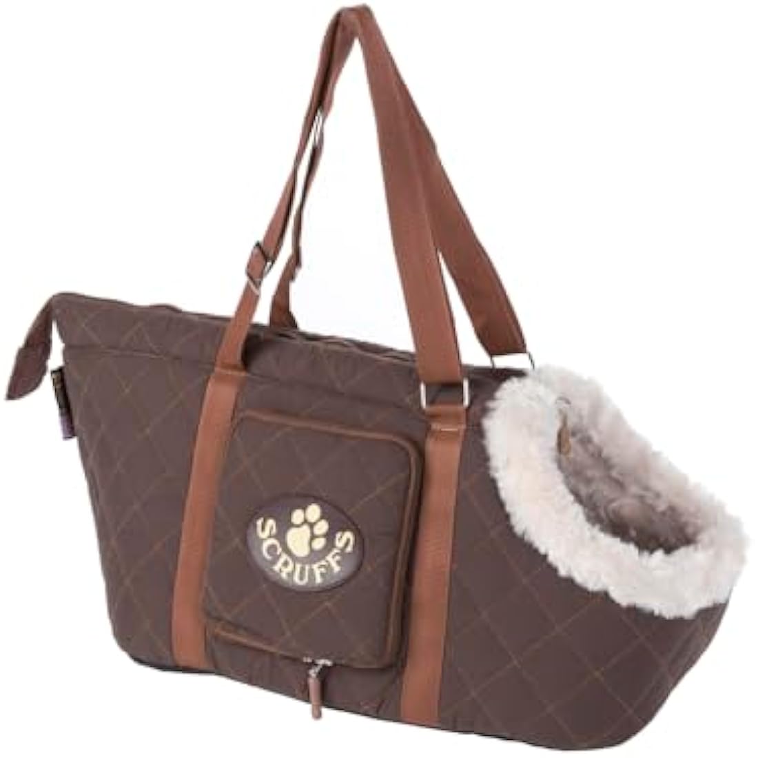 Scruffs Wilton Dog Carrier – Quilted Brown Plush Pet Travel Bag