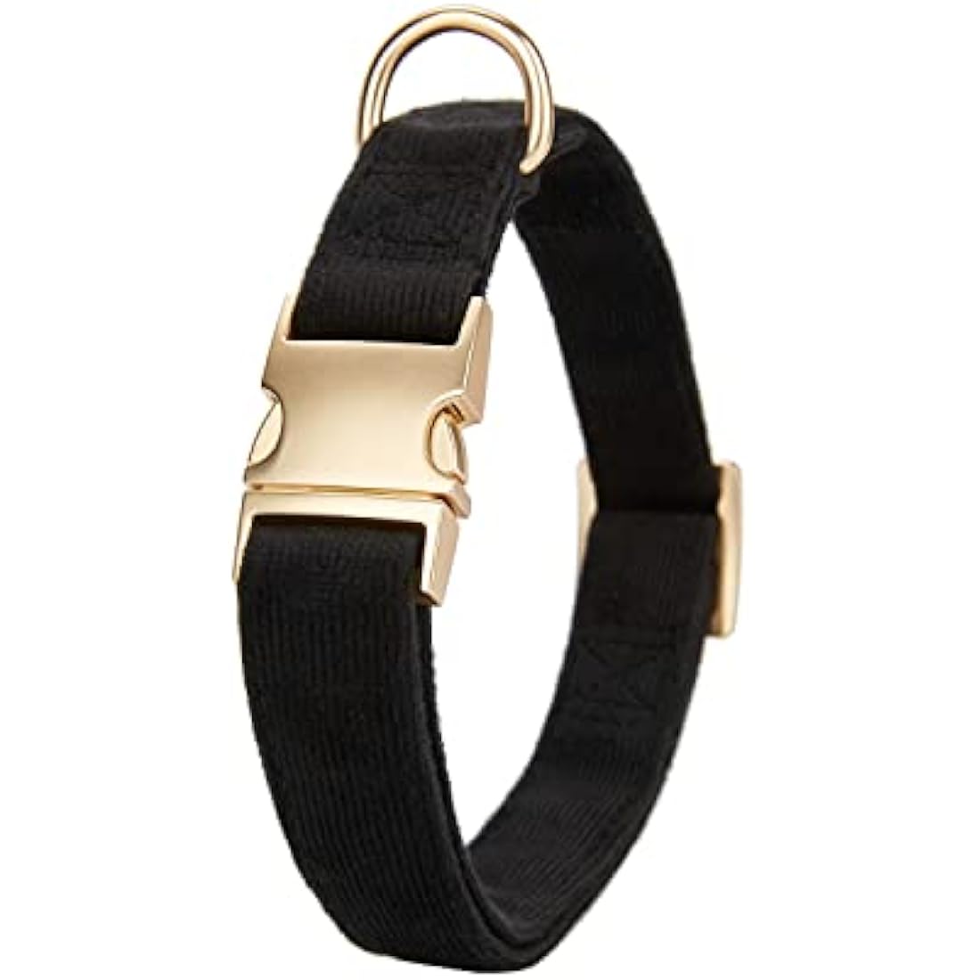 YUDOTE Soft Cotton Corduroy Dog Collar for Sensitive Skin - Black