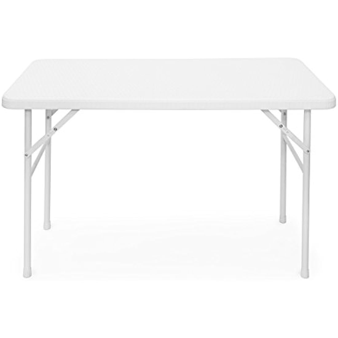 Relaxdays BASTIAN Folding Patio Table – White Rattan Look Metal Frame