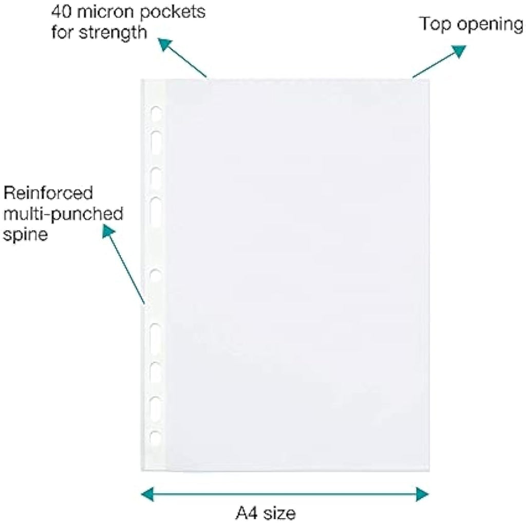 Summit A4 Punched Pockets – 500 Pack Clear Embossed Poly Pockets