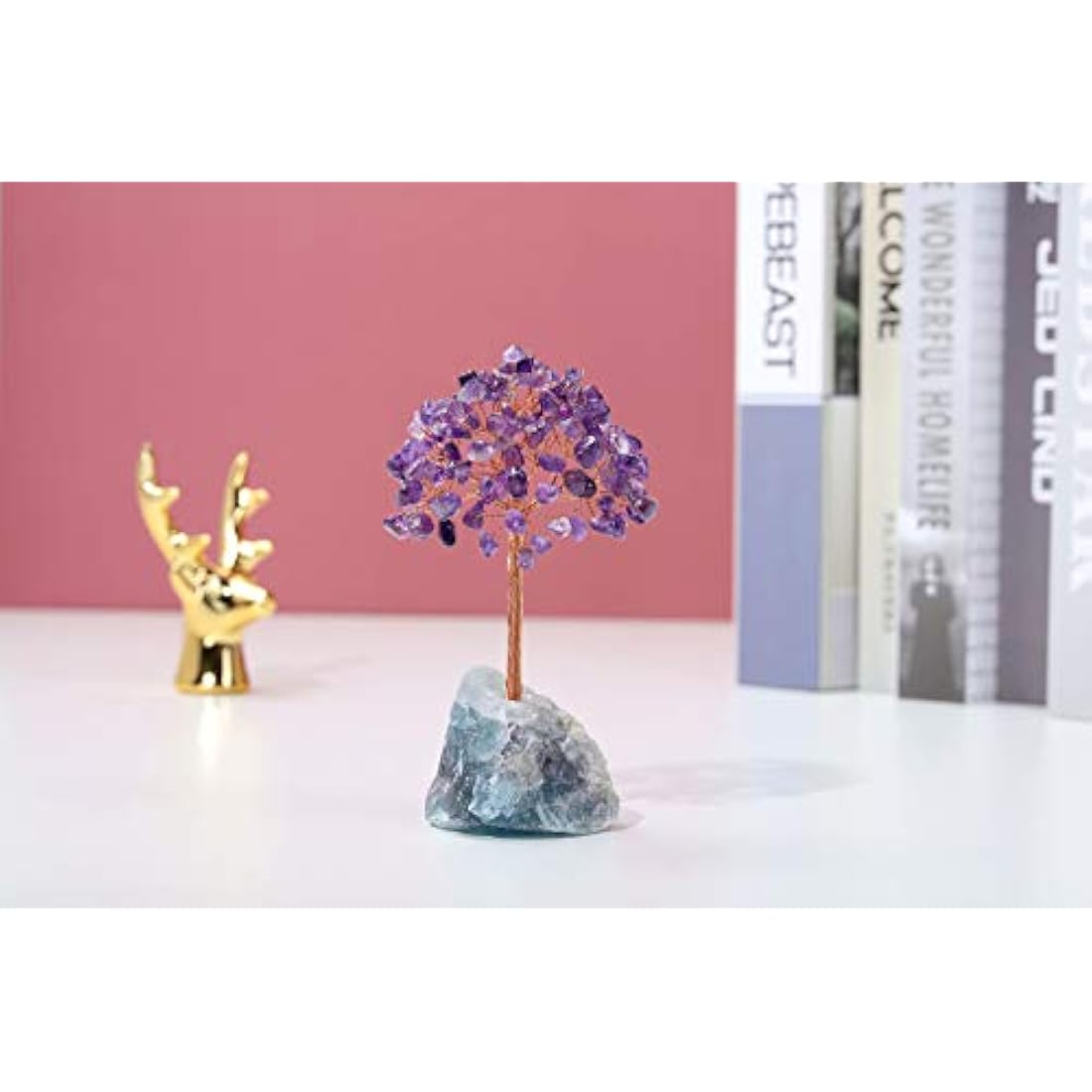 JSDDE Amethyst Crystal Money Tree | Feng Shui Healing Gemstone Decor
