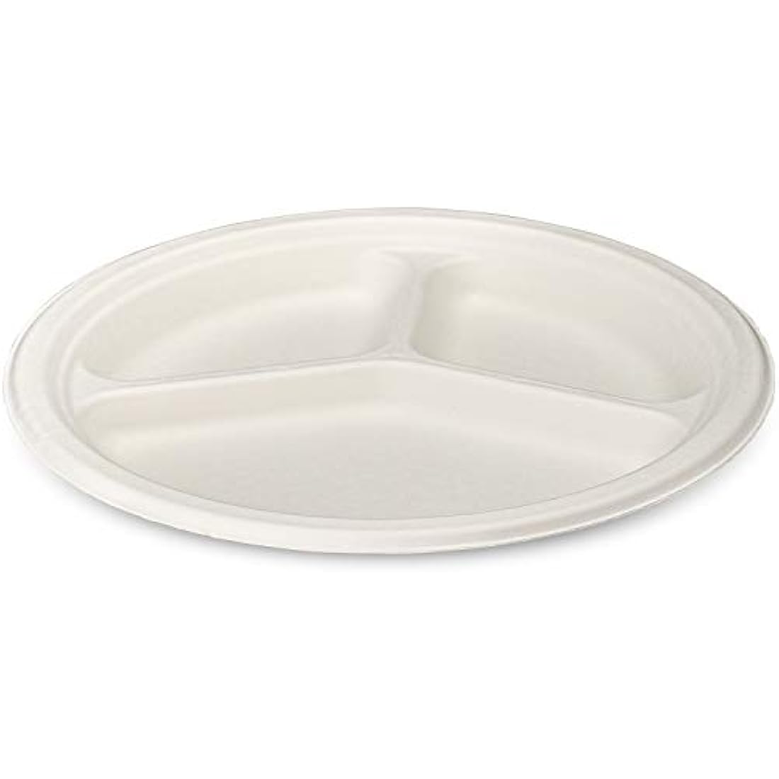 Comfy Package 10-Inch 3-Compartment Compostable Sugarcane Plates | 125 Pack