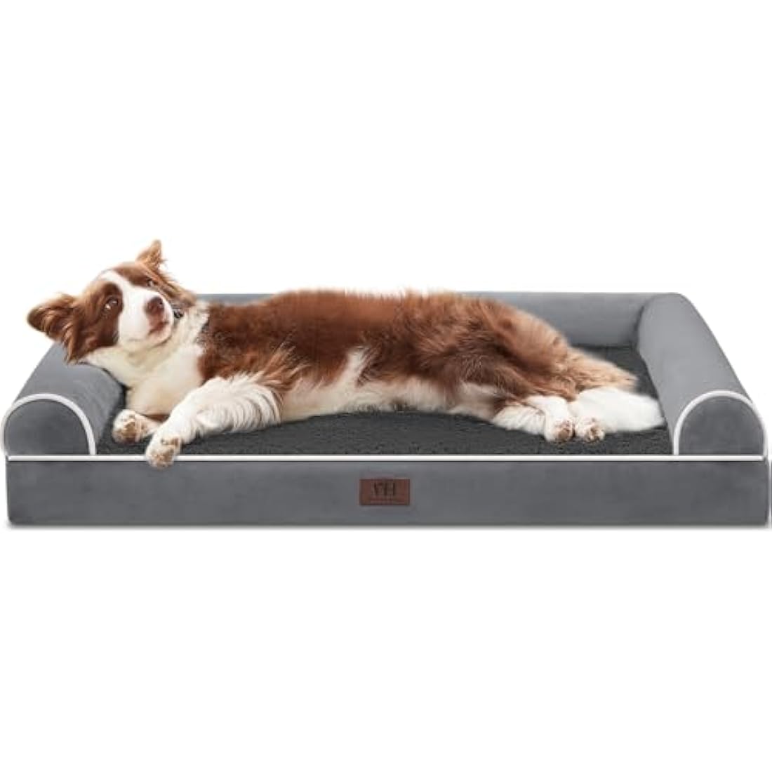 Orthopedic Dog Bed – Large Washable Bolster Sofa, Dark Grey