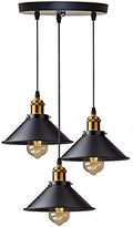 DELIPOP Industrial 3-Light Vintage Pendant Light – Black Metal E27
