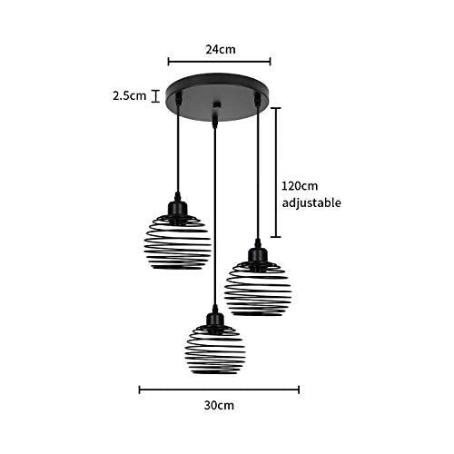 ZMH Industrial 3-Flame Cage Pendant Light – Retro Black & Gold Hanging Lamp