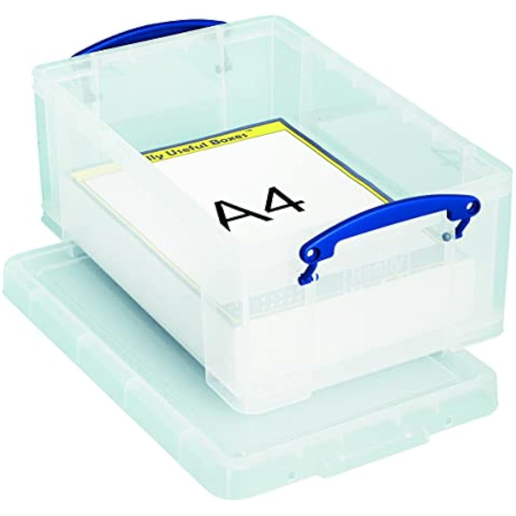 Really Useful Box 9 Litre Clear Plastic Storage Box for A4 Paper