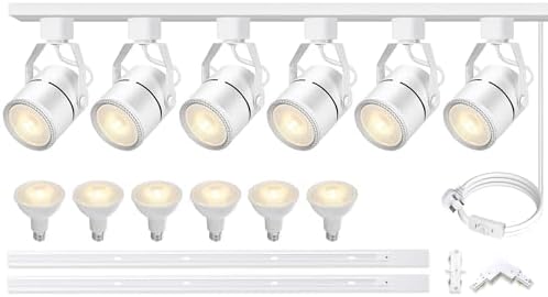 Bravsekai LED Track Lighting Kit | 6-Light H-Type 6000K Cool White Spotlight