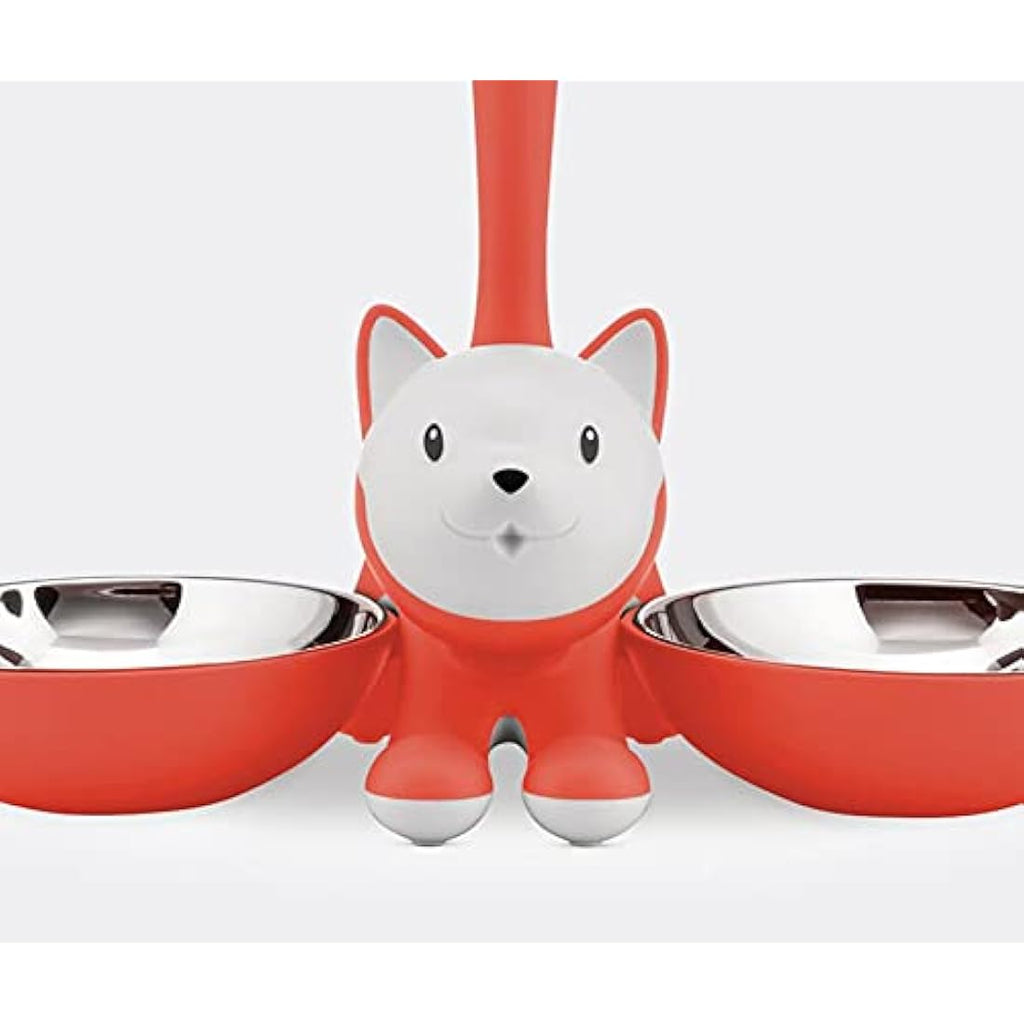 Alessi Tigrito Cat Bowl – Stainless Steel & Resin Pet Feeder, Red Orange