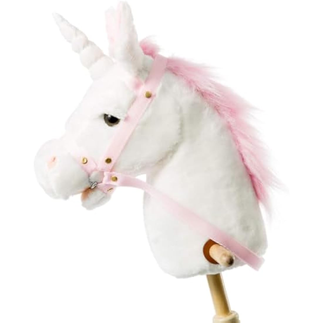 BEJOY Plush Unicorn Hobby Horse with Sound and Wood Wheels – White, 37"