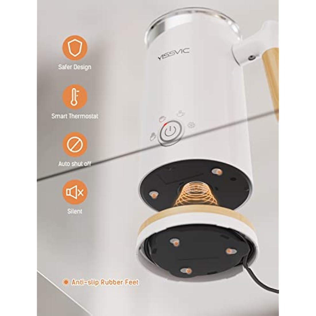 YISSVIC Electric Milk Frother | 4-in-1 Automatic Steamer and Foam Maker