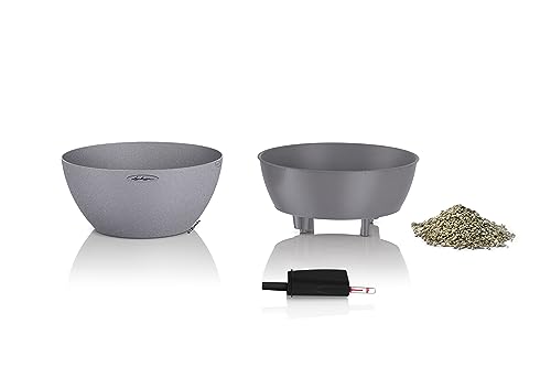 Lechuza Cubeto Stone 40 Self-Watering Planter | Stone Grey Plastic
