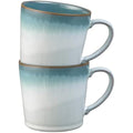 Denby Azure Haze Stoneware Coffee Mug Set of 2 | 400ml Blue & White