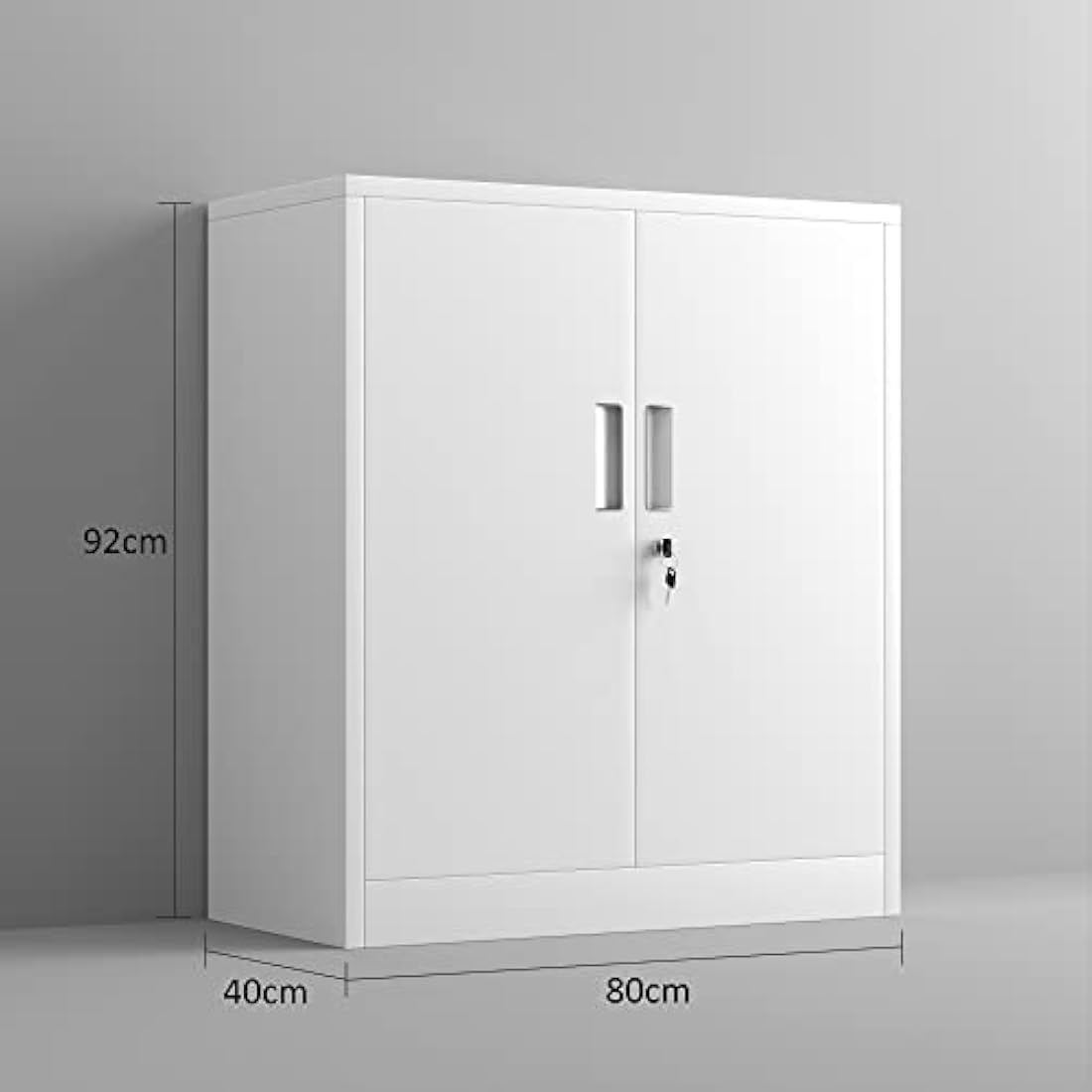 iJINGUR Metal Storage Cabinet | Locking 2-Shelf Small Office Cupboard, White
