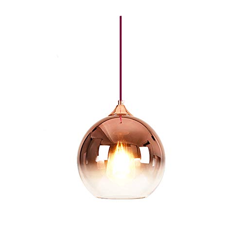 MZStech Modern Glass Globe Pendant Light – 20cm Rose Gold Chandelier