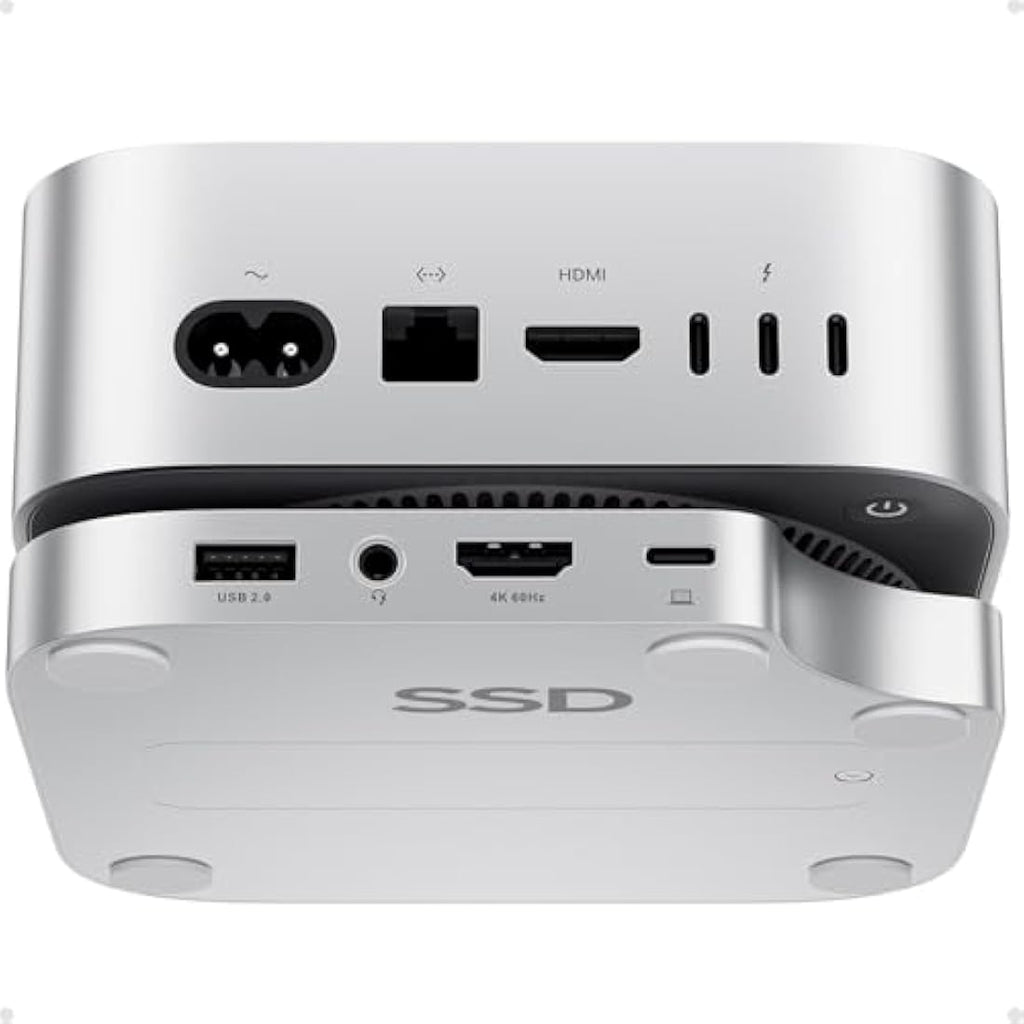PULWTOP Mac Mini M4 Dock | 4TB M.2 SSD Enclosure & 4K HDMI Hub Stand