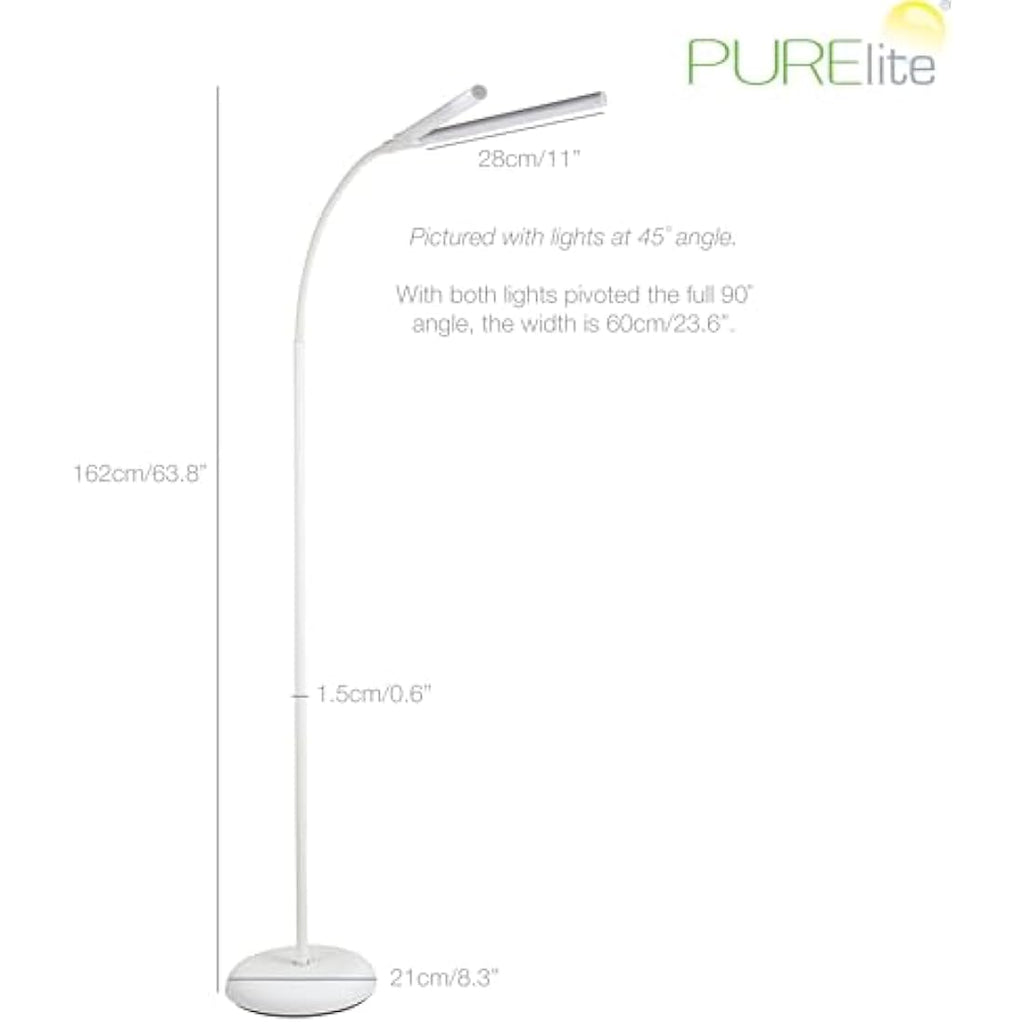 PURElite LED Floor Lamp – Twin Daylight Lights for Crafting & Reading